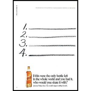 1971 Johnnie Walker Red Label Scotch Vintage Print Ad Top 4 List Wall Art Photo